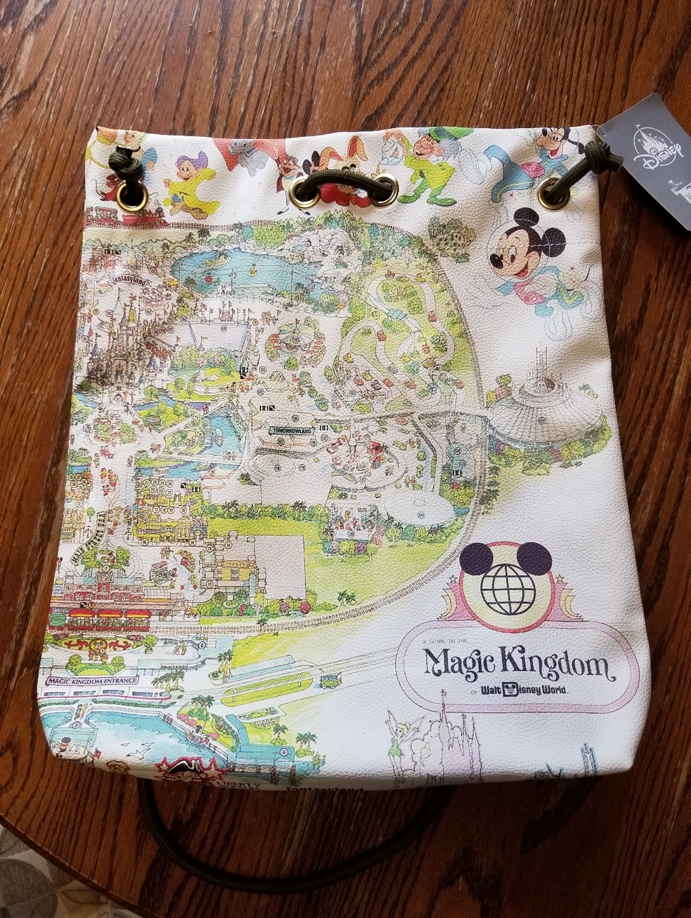 New With TAGS  Disney Magic Kingdom Map Drawstring Bag - Multi